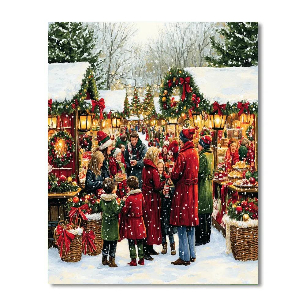 Snowy Market Of Holly Lanterns paint by numbers