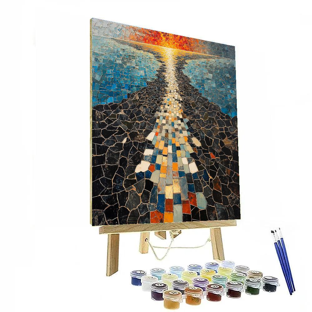 Jean-Paul Riopelle Inspired Volcanic Basalt Shoreline Reflections Paint by numbers art