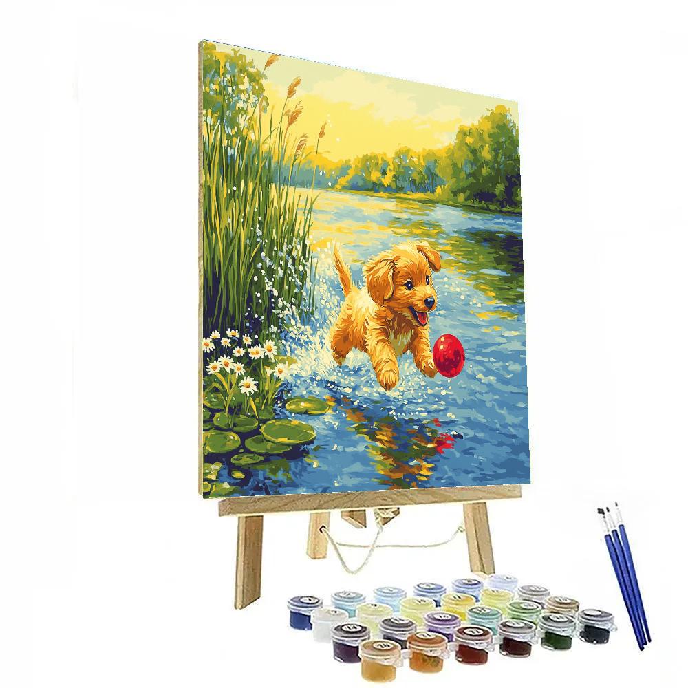 Pluto Lakeside Splash Chase Disney Inspired paint by number