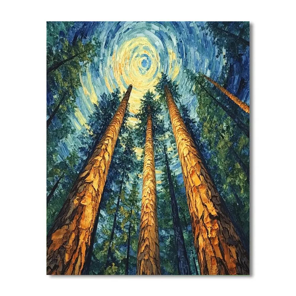 Emily Carr Inspired Cathedral Cedars Under A Luminous Rain Sky Numbered painting kits