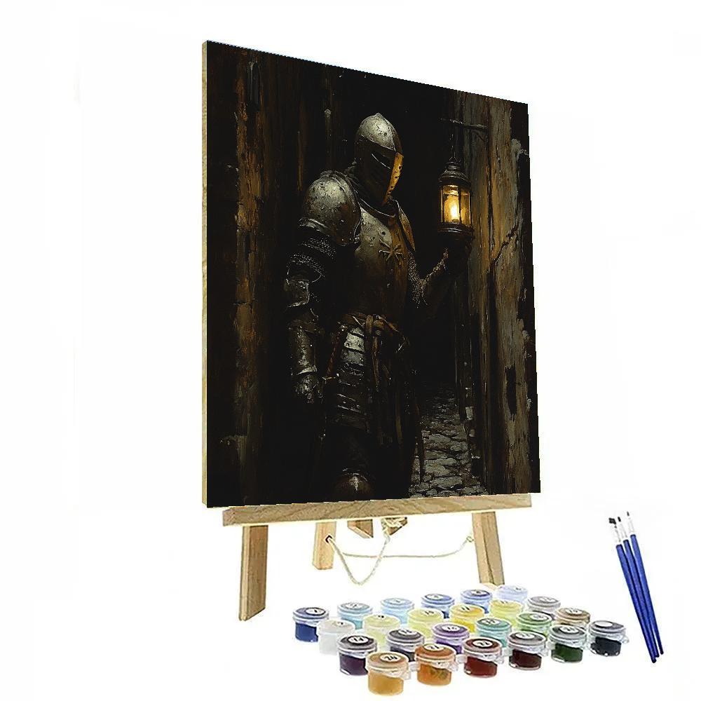 Caravaggio Inspired Knight And Lantern In Dark Alley Paint by numbers kits