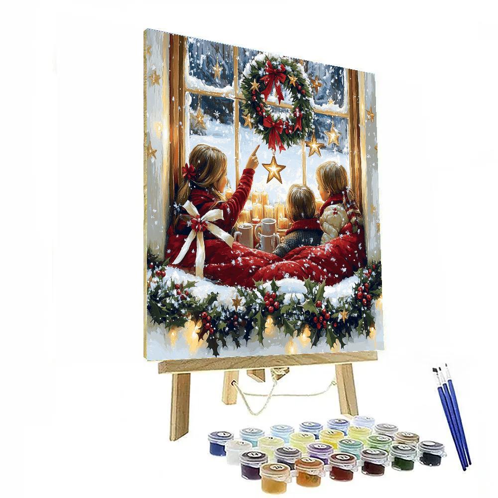 Ribbon Stars At The Window DIY paint by numbers