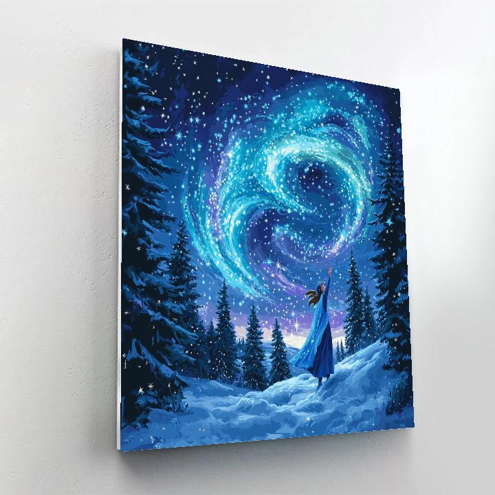 Elsa Frozen Aurora Sky Glimmer Disney Inspired paint by number