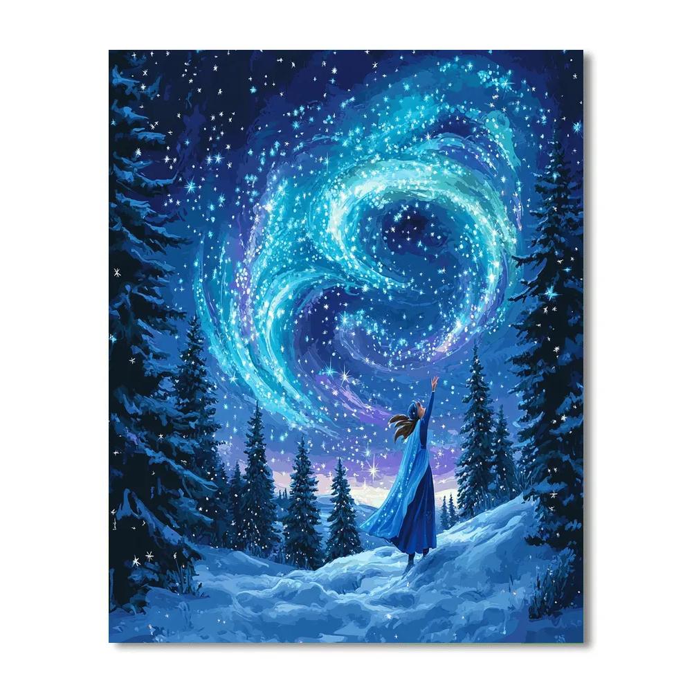 Elsa Frozen Aurora Sky Glimmer Disney Inspired paint by number