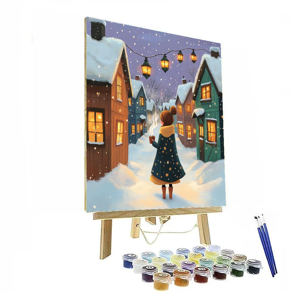 Anna Cozy Winter Village Stroll Disney Inspired paint by numbers