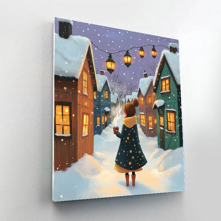 Anna Cozy Winter Village Stroll Disney Inspired paint by numbers