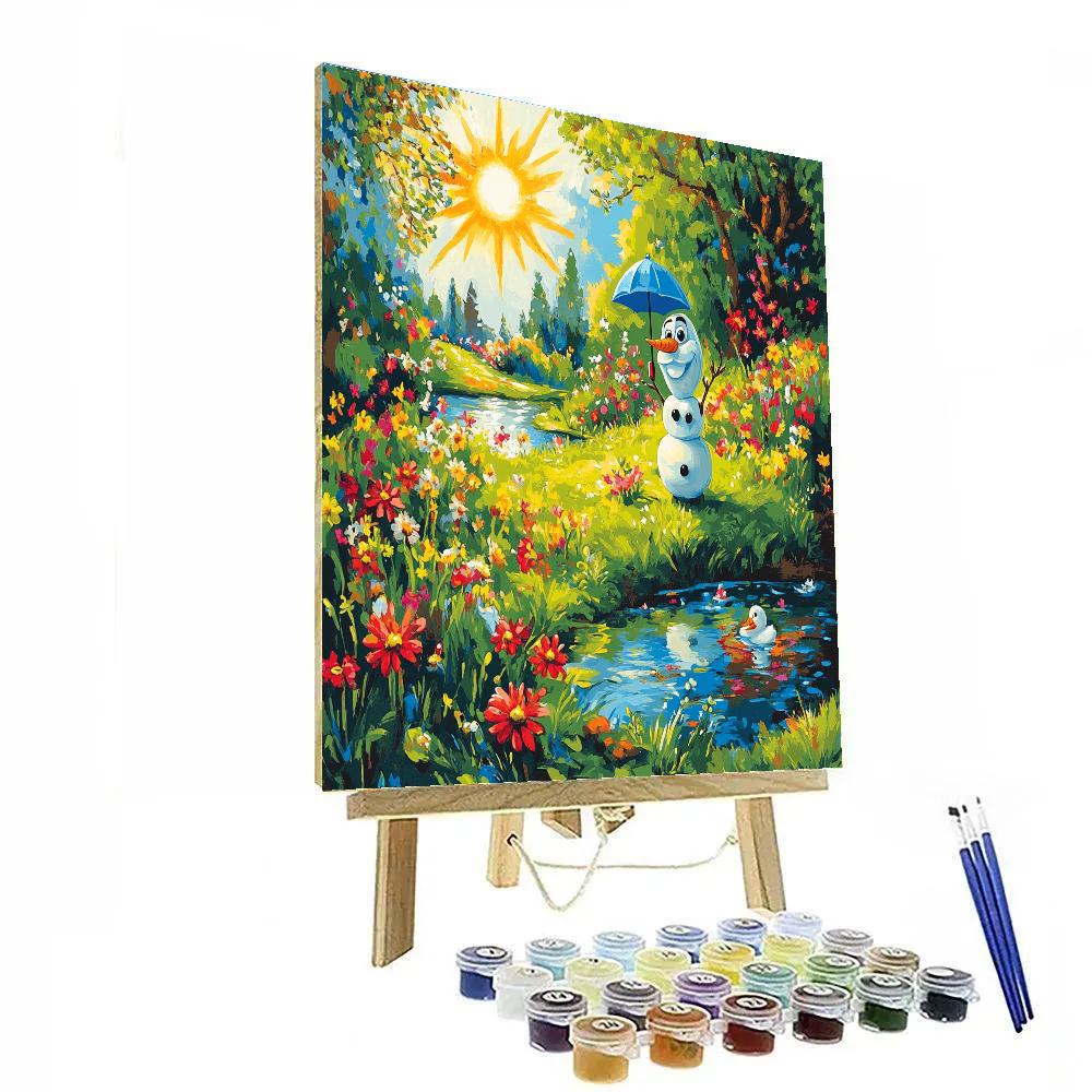 Olaf Summer Meadow Daydream Disney Inspired Number painting