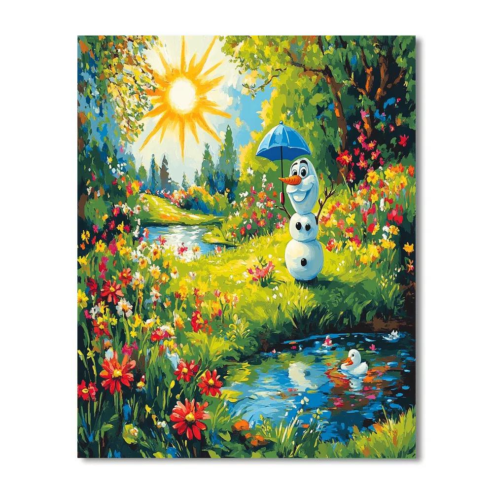 Olaf Summer Meadow Daydream Disney Inspired Number painting