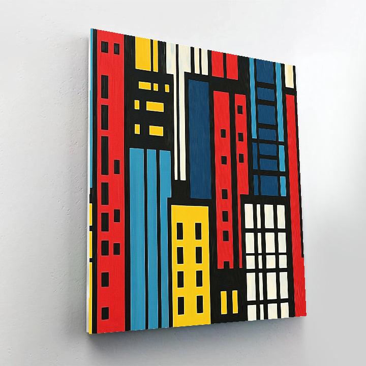 Piet Mondrian Inspired Futuristic City Grid Numbered painting kits