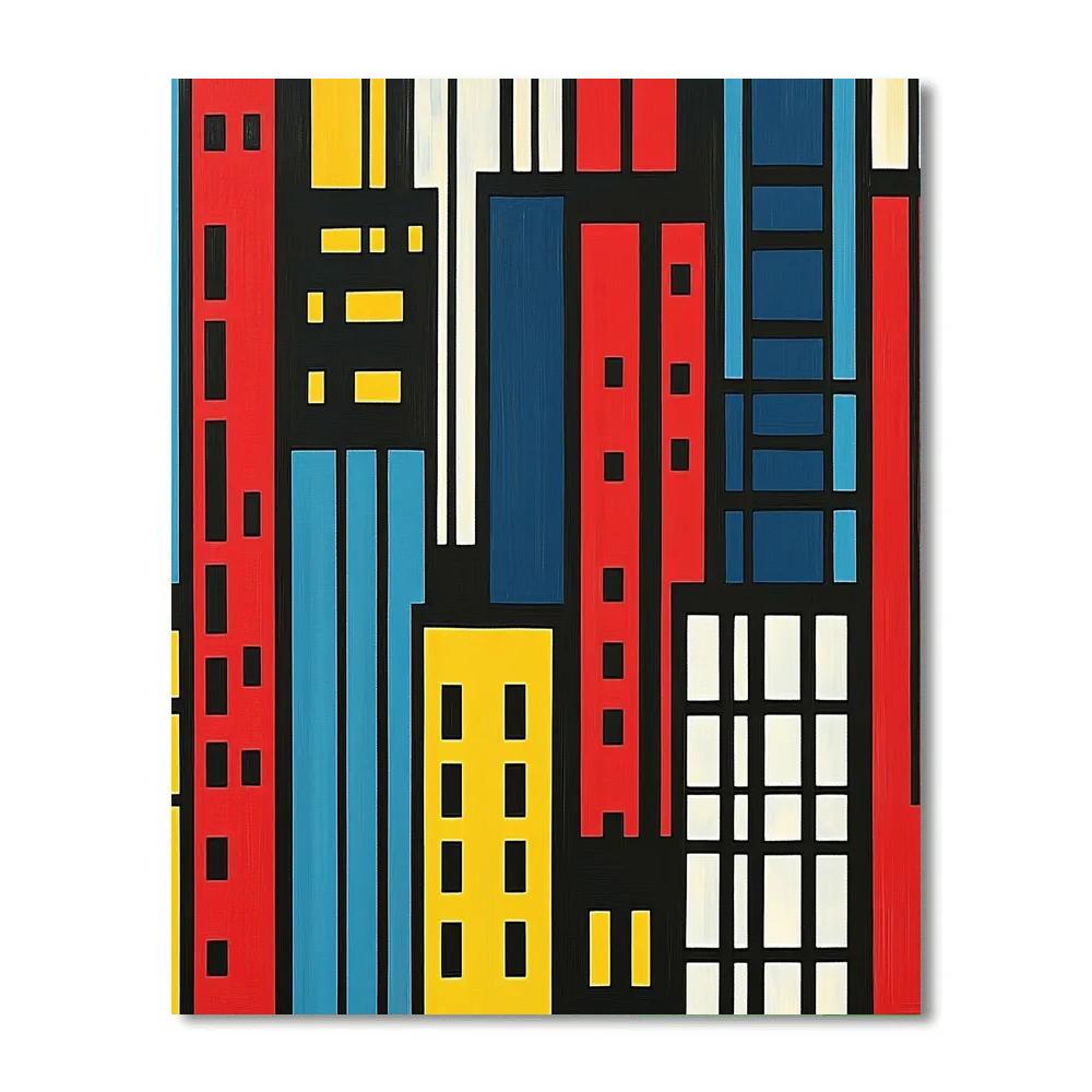 Piet Mondrian Inspired Futuristic City Grid Numbered painting kits
