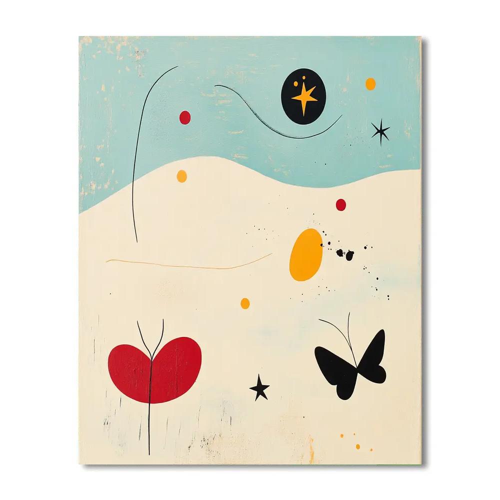 Joan Miró Inspired Dream Garden With Butterflies painting number kit