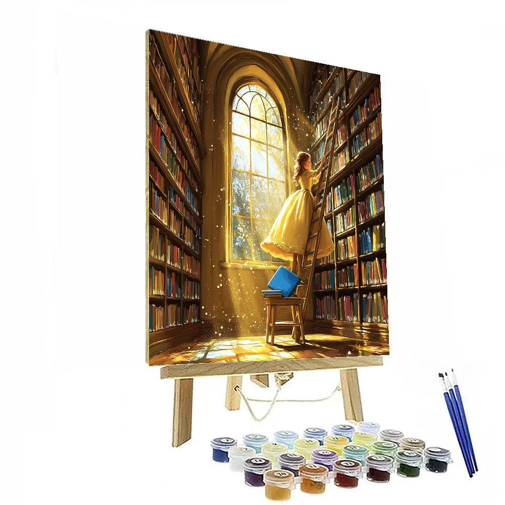 Belle Enchanted Library Morning Disney Inspired paint by number