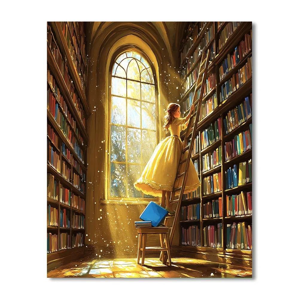 Belle Enchanted Library Morning Disney Inspired paint by number