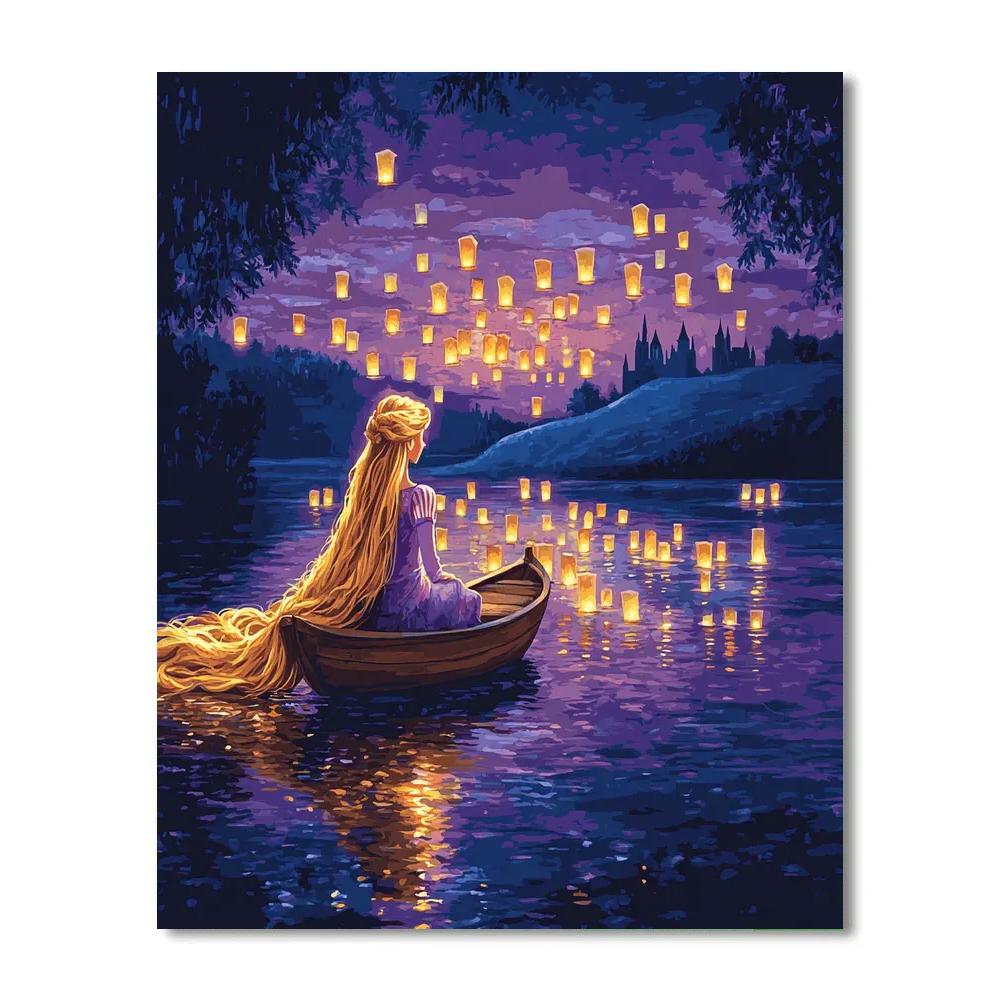 Rapunzel Lantern River Dream Disney Inspired painting number kit