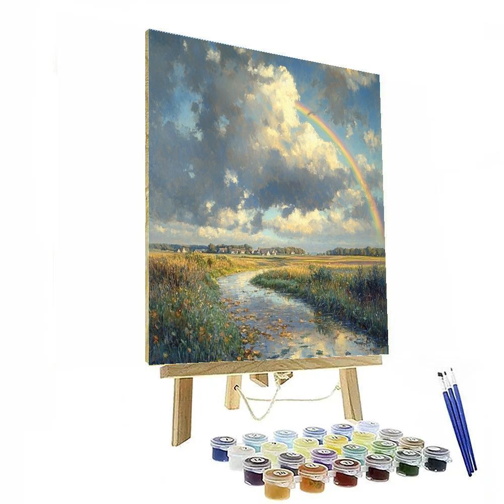 John Constable Inspired Countryside Rainbow After Rain paint by numbers