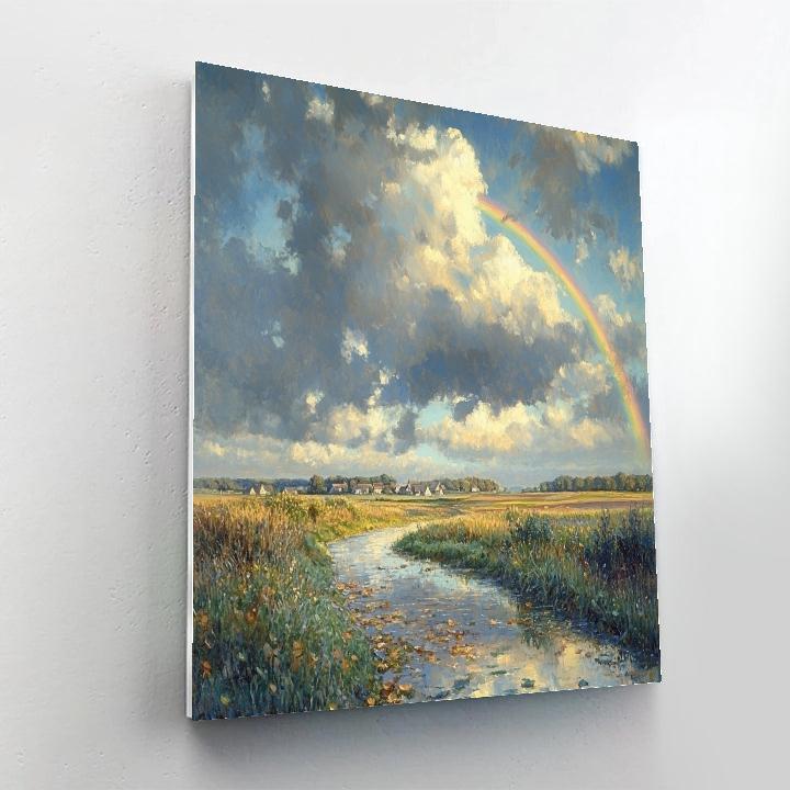 John Constable Inspired Countryside Rainbow After Rain paint by numbers
