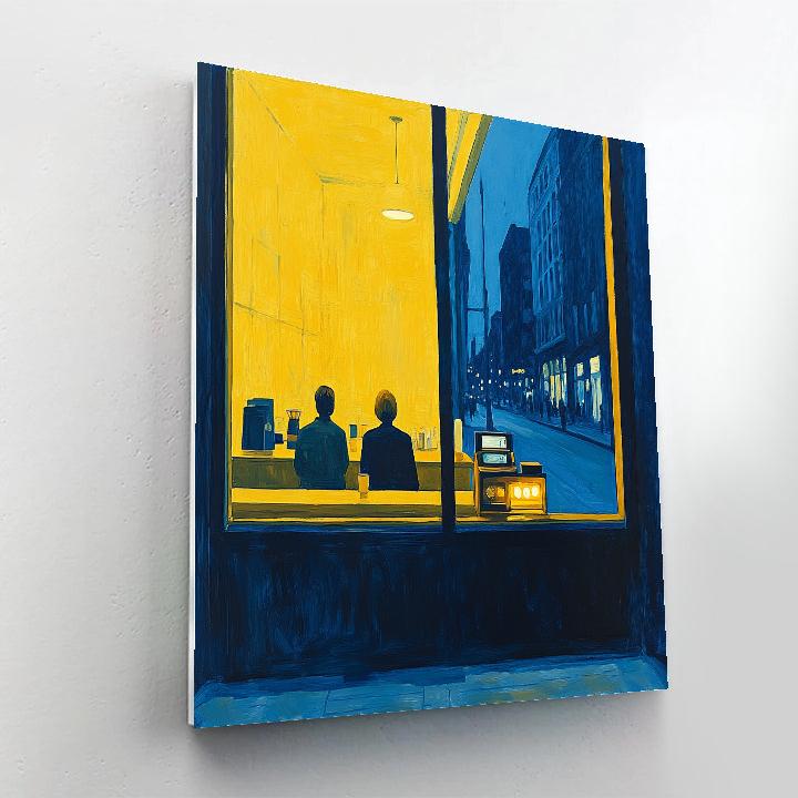 Edward Hopper Inspired Late Night Cafe Window paint by color