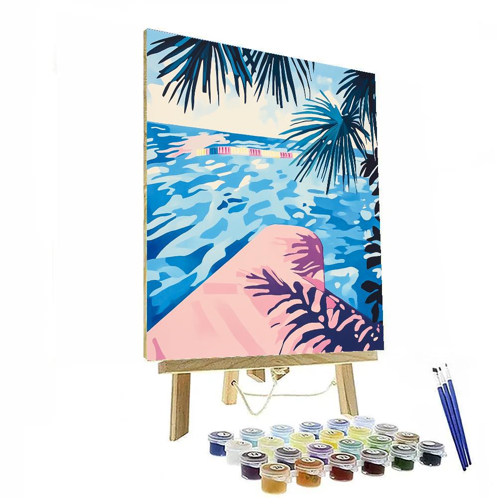 David Hockney Inspired Swimming Pool Under Bright Sun paint by numbers