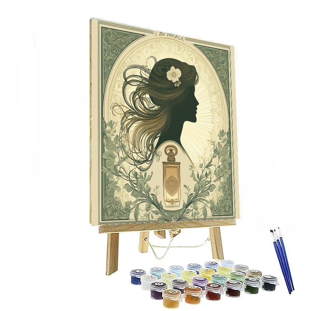 Alphonse Mucha Inspired Art Nouveau Perfume Poster paint by number