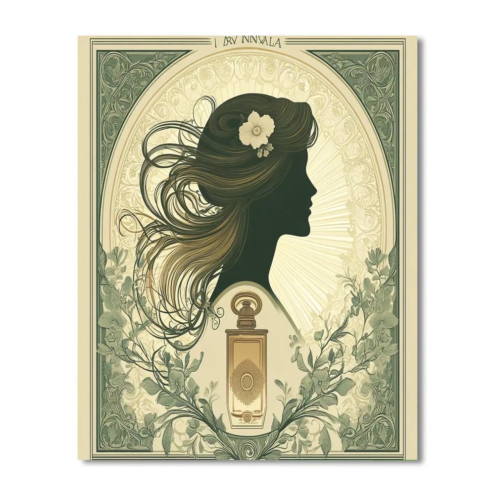 Alphonse Mucha Inspired Art Nouveau Perfume Poster paint by number