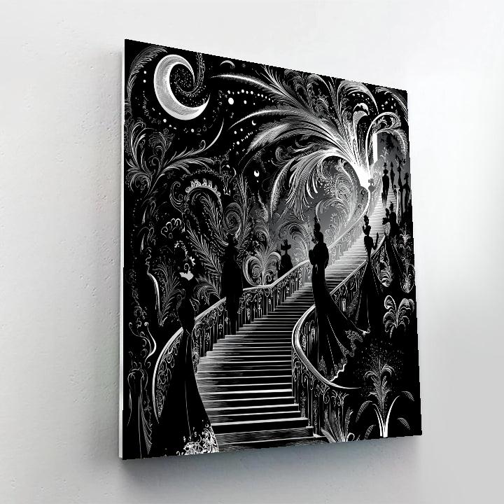 Aubrey Beardsley Inspired Masquerade Ball Silhouette paint by color