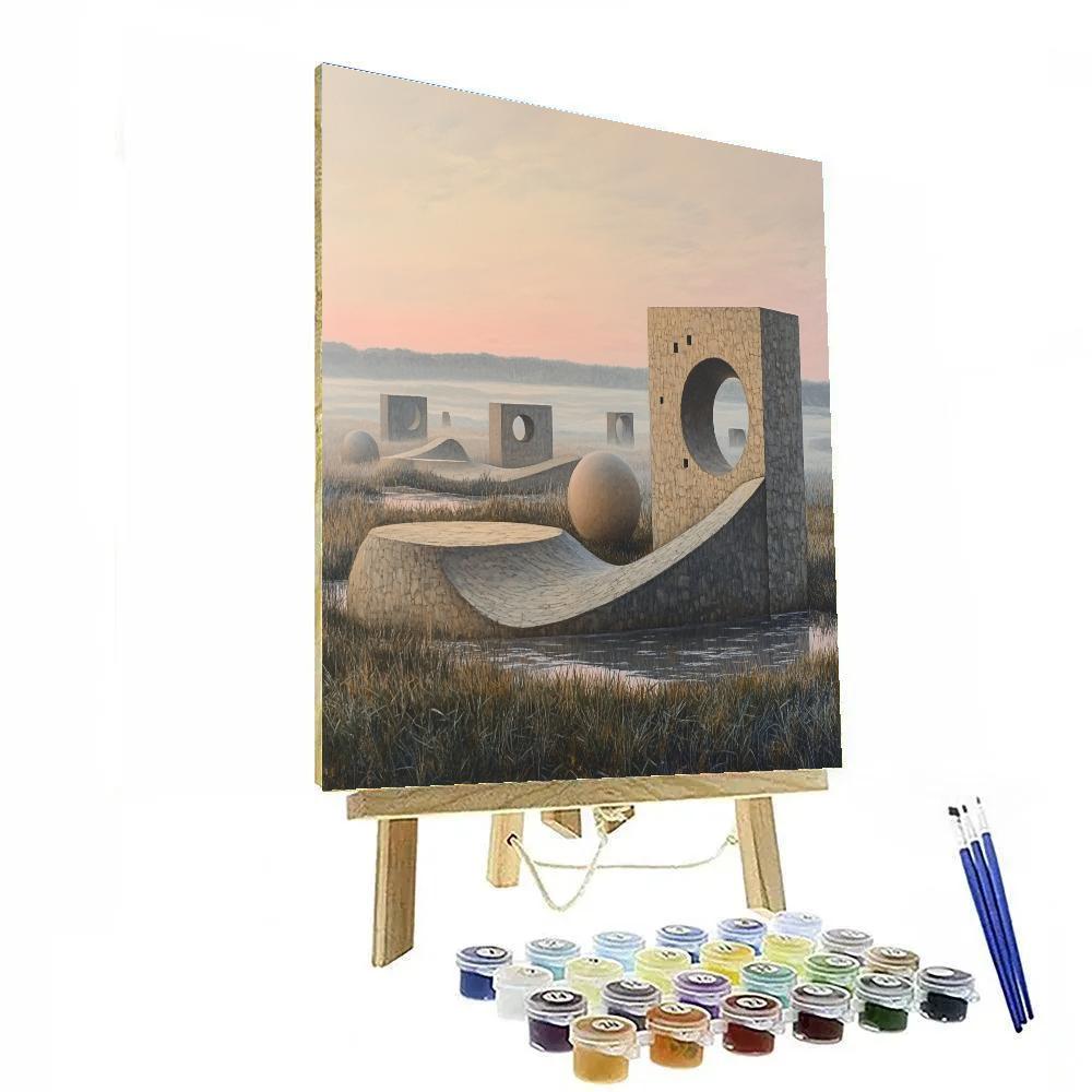 Henry Moore Inspired Abstract Sculpture Garden At Dawn DIY paint by numbers