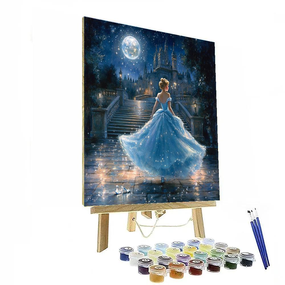Cinderella Moonlit Castle Courtyard Disney Inspired paint by number