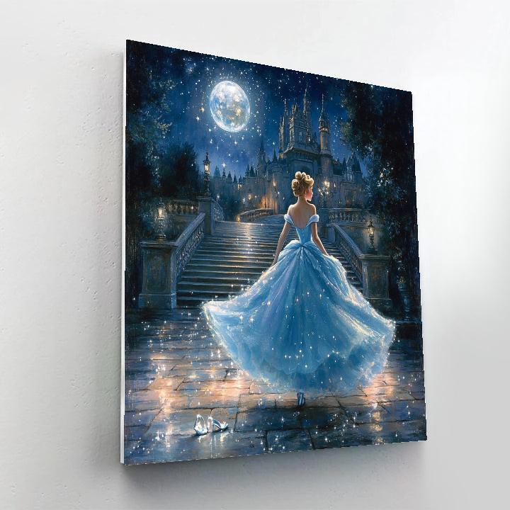 Cinderella Moonlit Castle Courtyard Disney Inspired paint by number