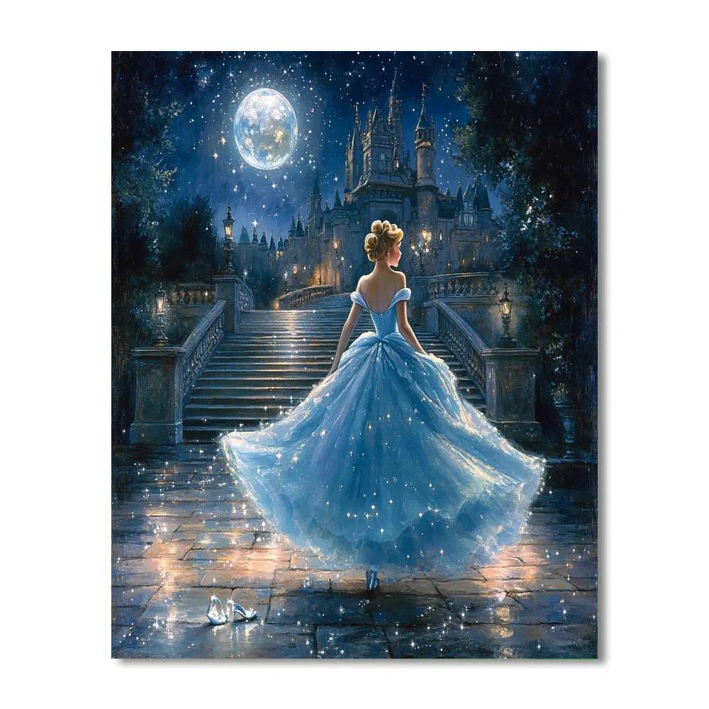 Cinderella Moonlit Castle Courtyard Disney Inspired paint by number