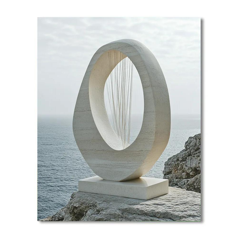 Barbara Hepworth Inspired Seaside Carved Form DIY paint by numbers