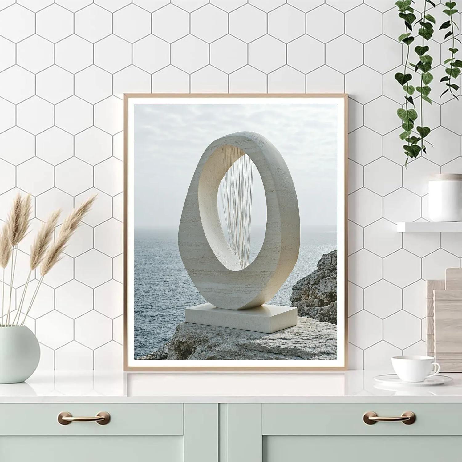 Barbara Hepworth Inspired Seaside Carved Form DIY paint by numbers