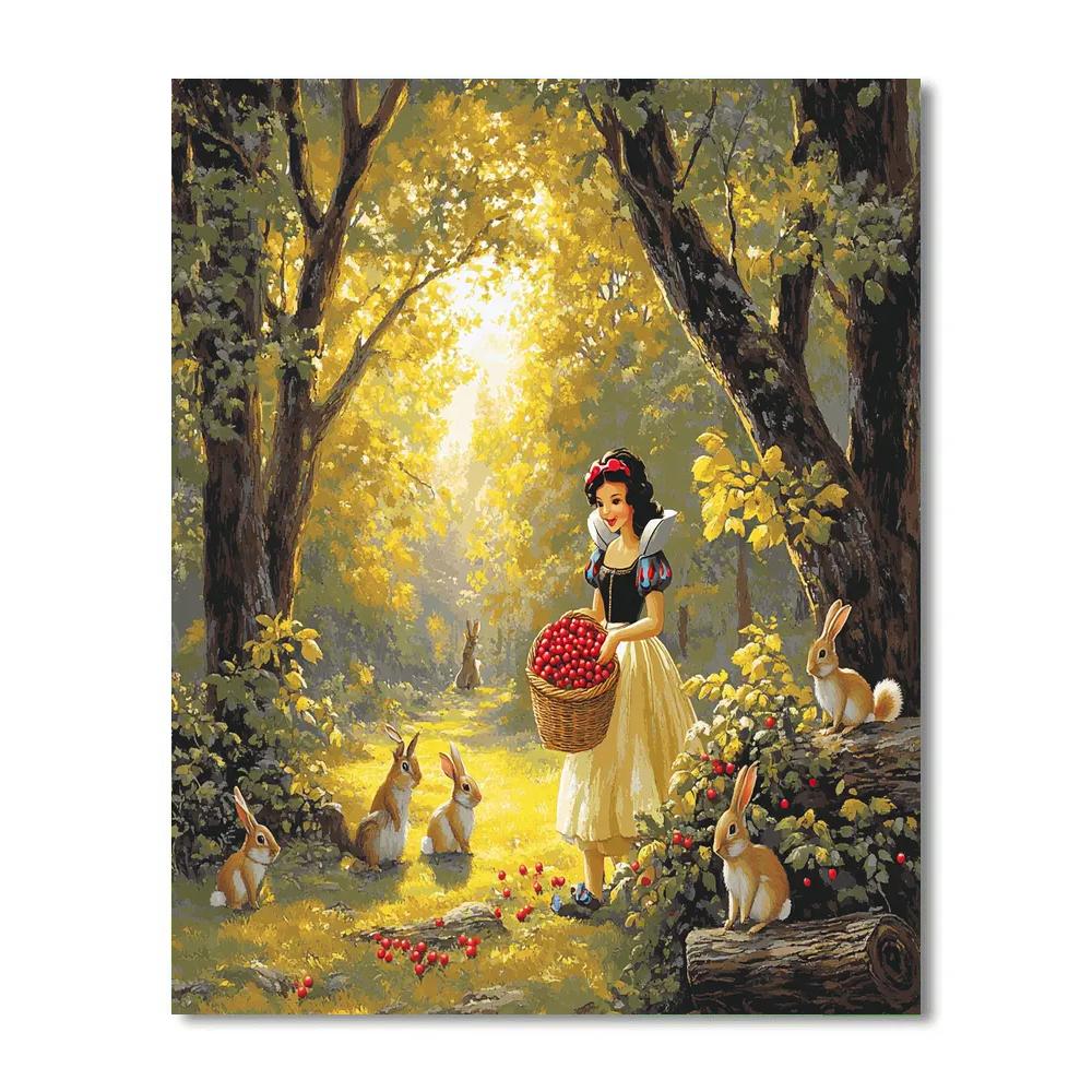 Snow White Woodland Berry Gathering Disney Inspired Number painting