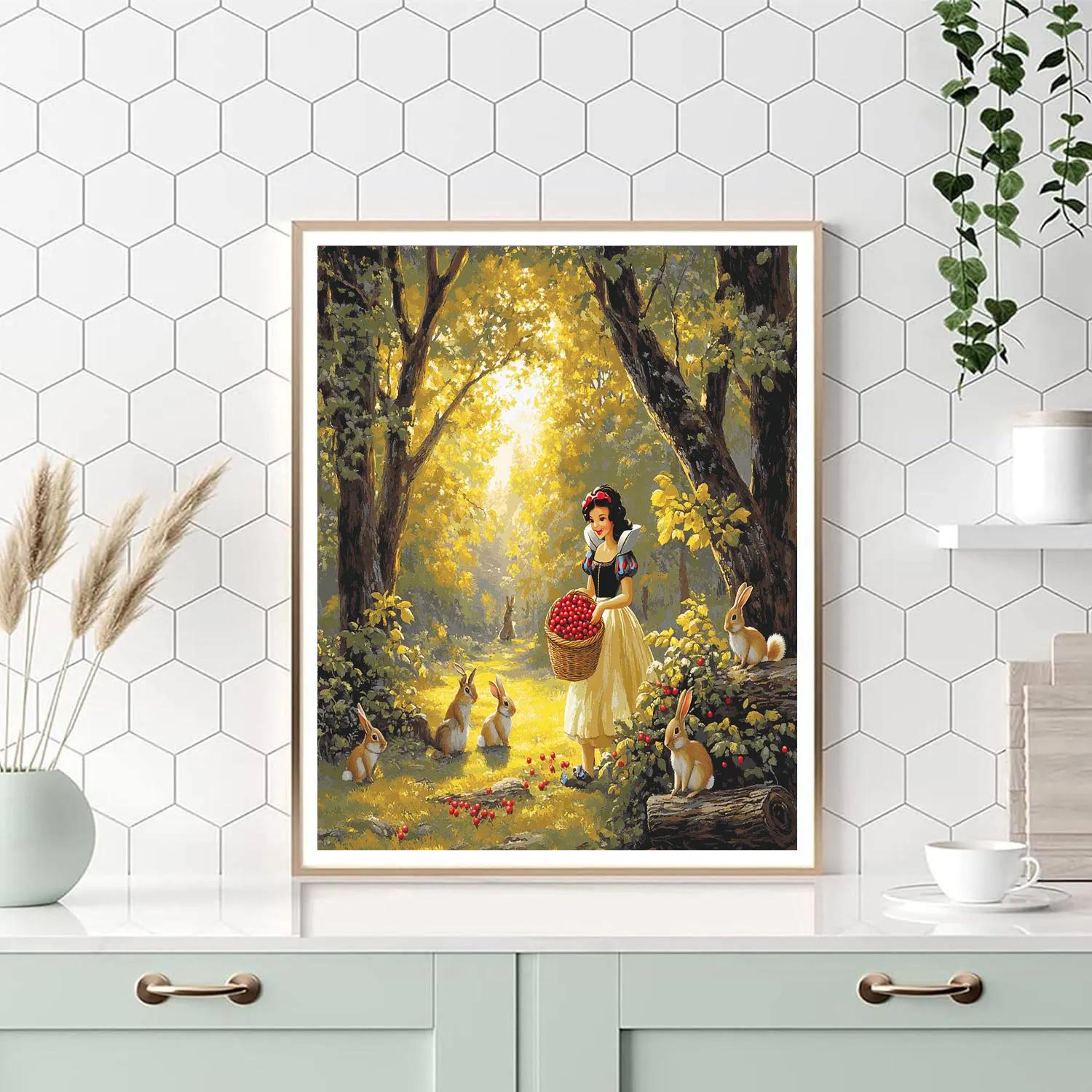 Snow White Woodland Berry Gathering Disney Inspired Number painting