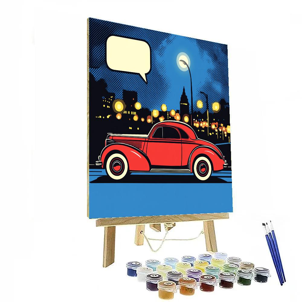 Roy Lichtenstein Inspired Comic Style Vintage Car Paint by numbers art
