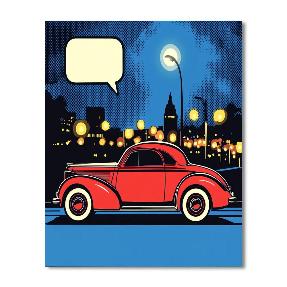 Roy Lichtenstein Inspired Comic Style Vintage Car Paint by numbers art