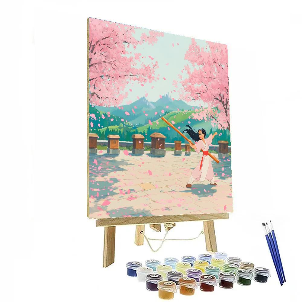 Mulan Cherry Blossom Training Field Disney Inspired Painting by numbers kit