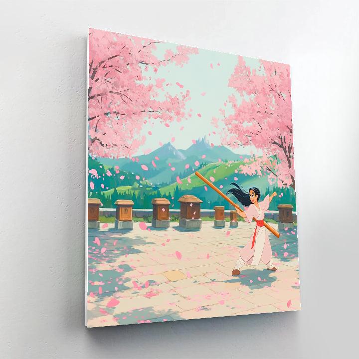 Mulan Cherry Blossom Training Field Disney Inspired Painting by numbers kit