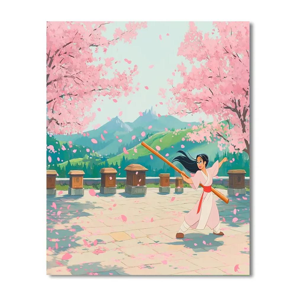 Mulan Cherry Blossom Training Field Disney Inspired Painting by numbers kit