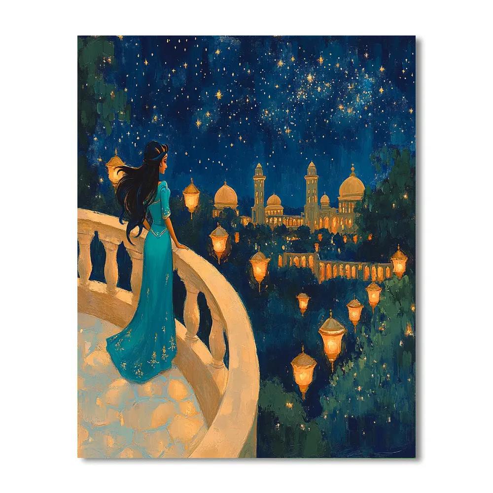 Jasmine Starlit Palace Balcony Disney Inspired paint by numbers