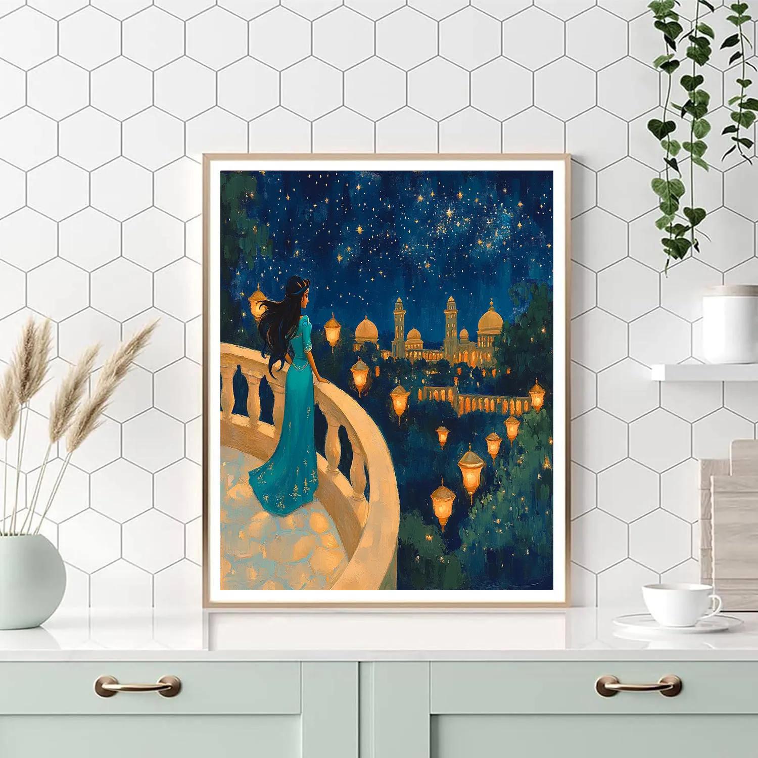 Jasmine Starlit Palace Balcony Disney Inspired paint by numbers