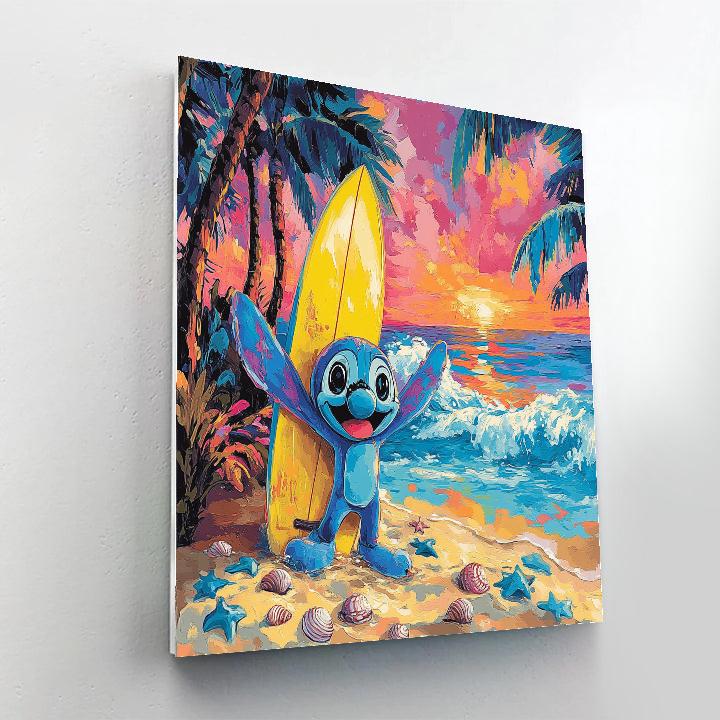 Stitch Tropical Beach Surf Time Disney Inspired painting number kit