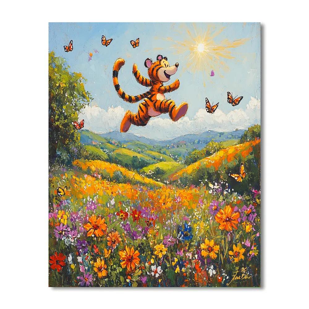 Tigger Springtime Meadow Bounce Disney Inspired paint by color