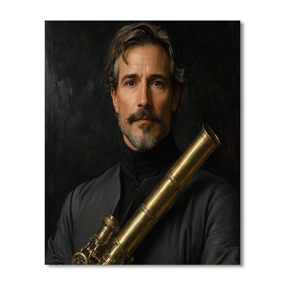 Diego Velázquez Inspired Court Portrait With Telescope paint by color