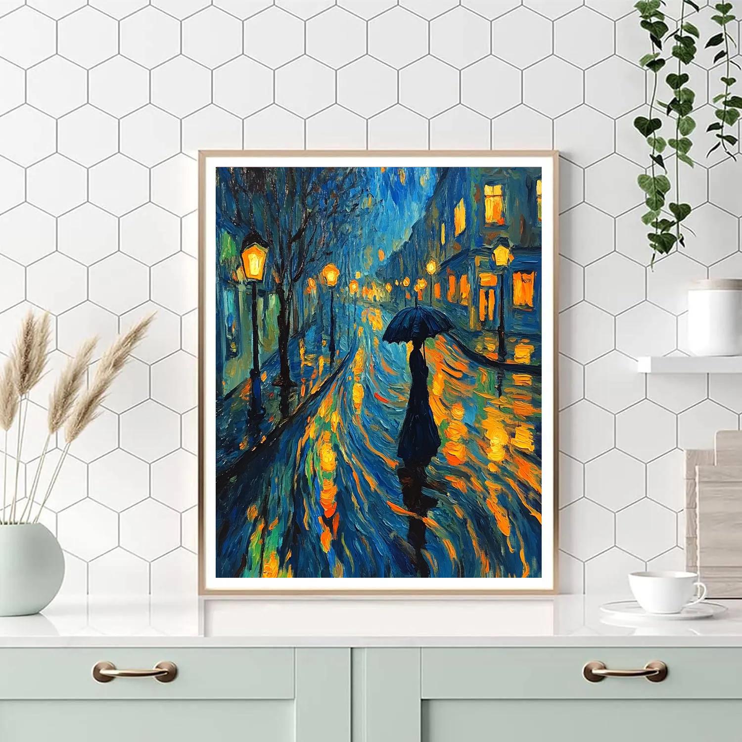 Edvard Munch Inspired Anxiety In A Rainstorm Street Number painting