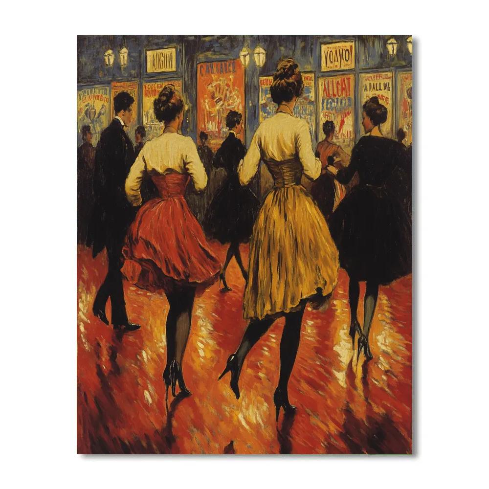 Henri De Toulouse Lautrec Inspired Cabaret Dancing Scene Paint by numbers art