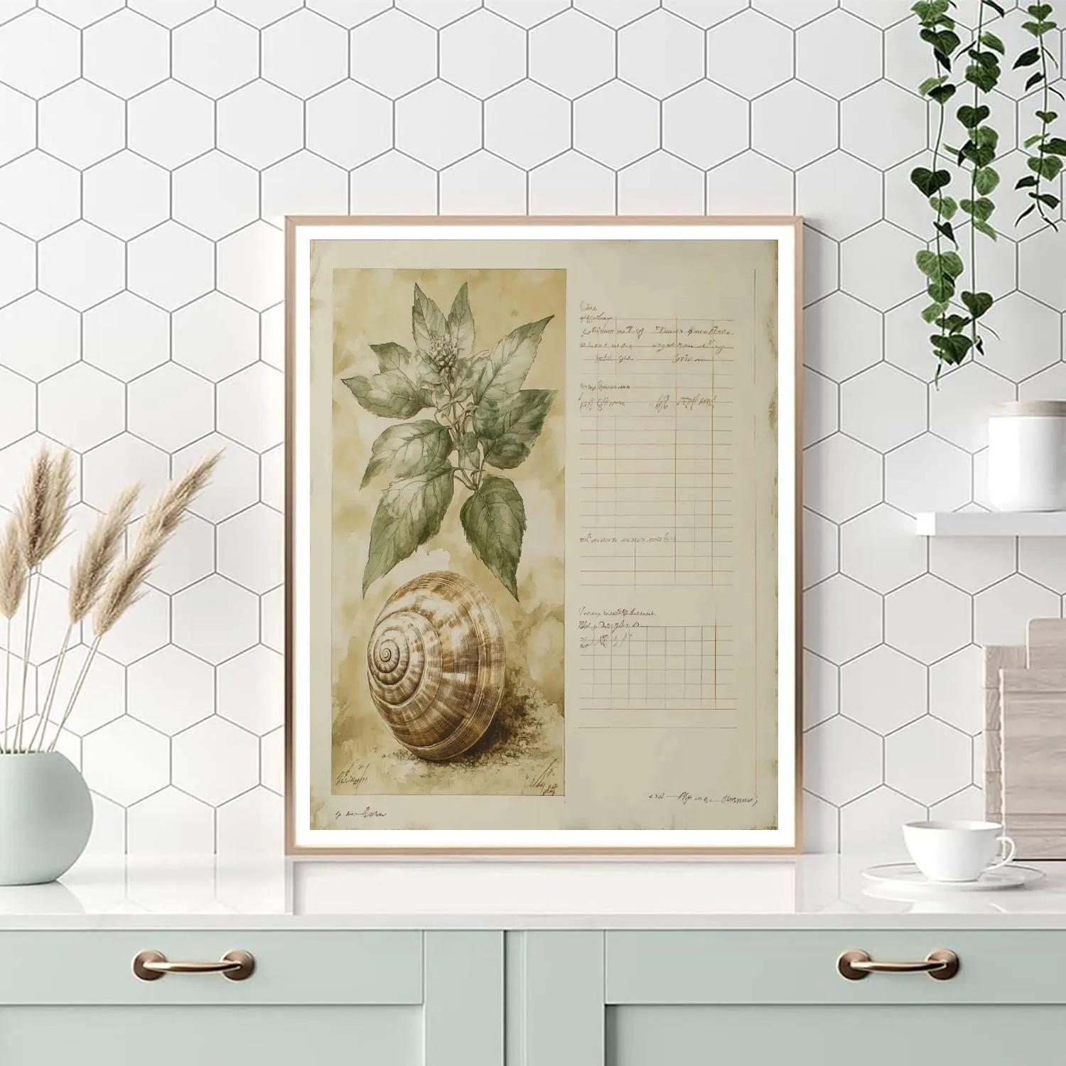 Leonardo Da Vinci Inspired Botanical Study With Fossil Shell painting number kit