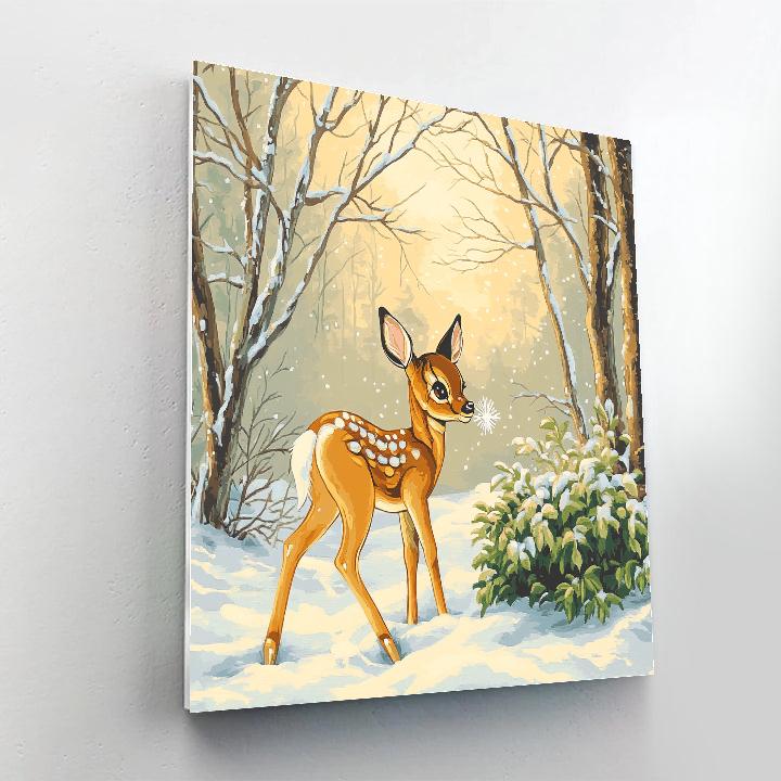 Bambi Forest Clearing First Snow Disney Inspired Number painting