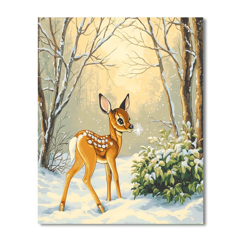 Bambi Forest Clearing First Snow Disney Inspired Number painting