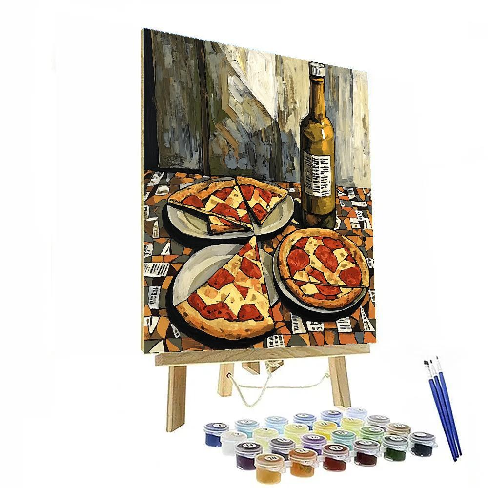 Pablo Picasso Inspired Abstract Still Life Pizza Night paint by numbers