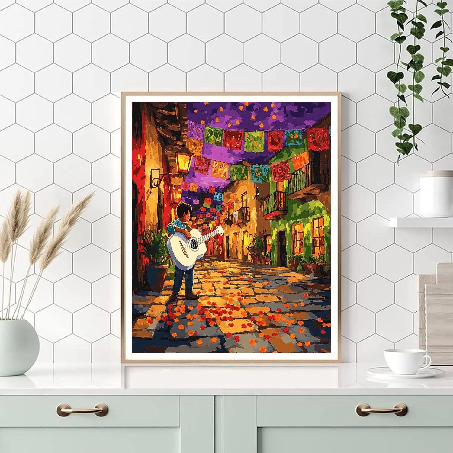 Miguel Music Plaza Serenade Disney Inspired paint by number